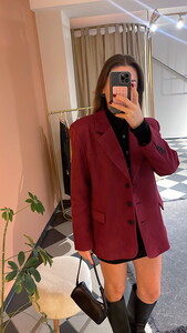 Bordo Süet Blazer