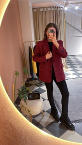  Bordo Süet Blazer