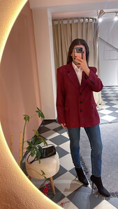  Bordo Süet Blazer