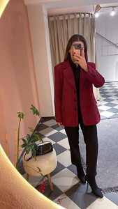  Bordo Süet Blazer